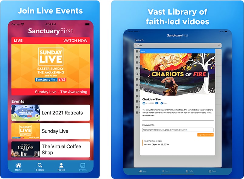 Screenshot of iPhone App (Join live events)